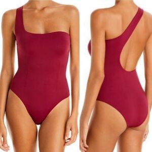 Haight Sofia Swimsuit Burgundy L one piece bathing suit one shoulder fairy core